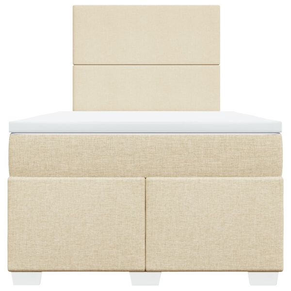 vidaXL Boxspring met matras stof cr&egrave;mekleurig 120x190 cm