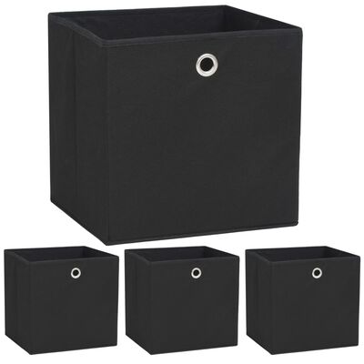 vidaXL Opbergboxen 4 st 32x32x32 cm nonwoven stof zwart