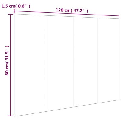 vidaXL Hoofdbord 120x1,5x80 cm bewerkt hout grijs sonoma eikenkleurig