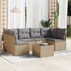 vidaXL 7-delige Loungeset met kussens poly rattan beige