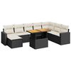 vidaXL 9-delige Loungeset met kussens poly rattan zwart
