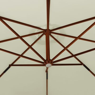vidaXL Zweefparasol met houten paal 350 cm taupe