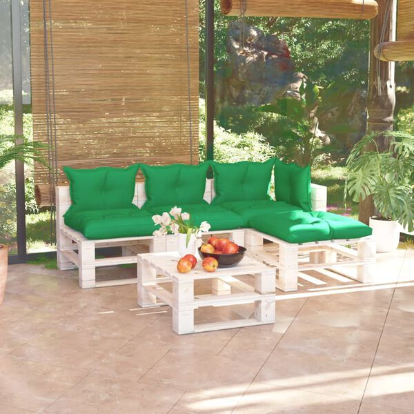 vidaXL 5-delige Loungeset met kussens pallet grenenhout