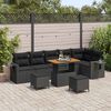 vidaXL Tuinbankenset met kussen 11 pcs Zwart poly rattan
