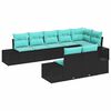 vidaXL Tuinbankenset 8 st Zwart en Turquoise Poly riet