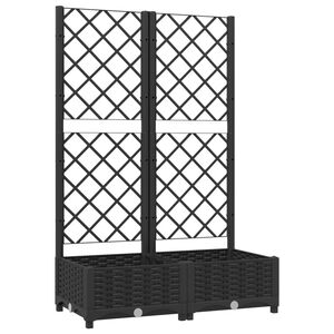 vidaXL Plantenbak met trellis zwart 80x40x121,5 cm PP