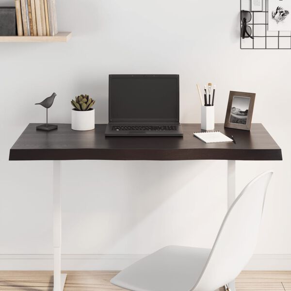 vidaXL Tafelblad natuurlijke rand 100x40x(2-4)cm eikenhout donkerbruin