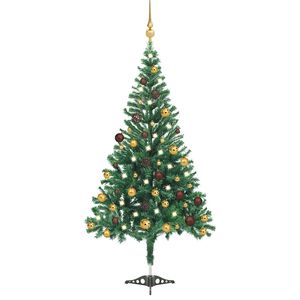 vidaXL Kunstkerstboom met verlichting en kerstballen 230 takken 120 cm