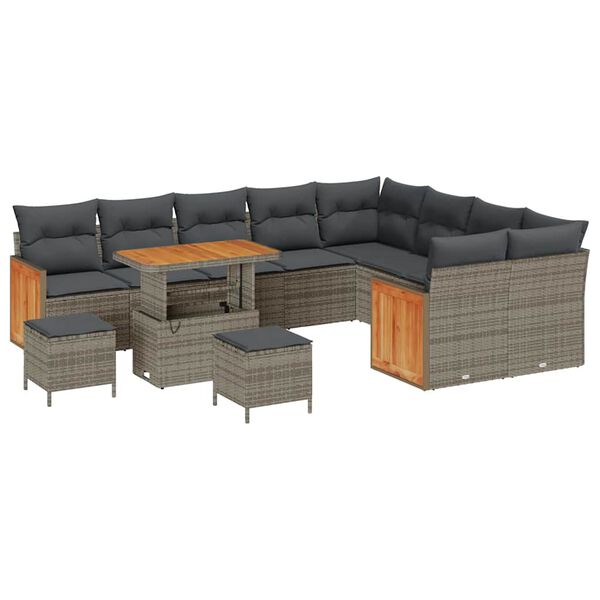 vidaXL Tuin Sofa Set met kussen 12 pcs Grijs 90 x 55 x 71 cm