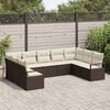 vidaXL Bankstel met kussen 9 pcs Bruin poly rattan
