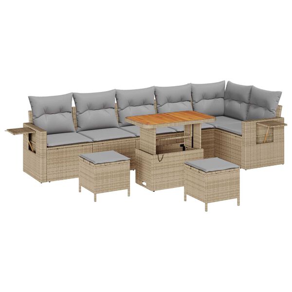 vidaXL Tuin Sofa Set 9 pcs Beige poly rattan