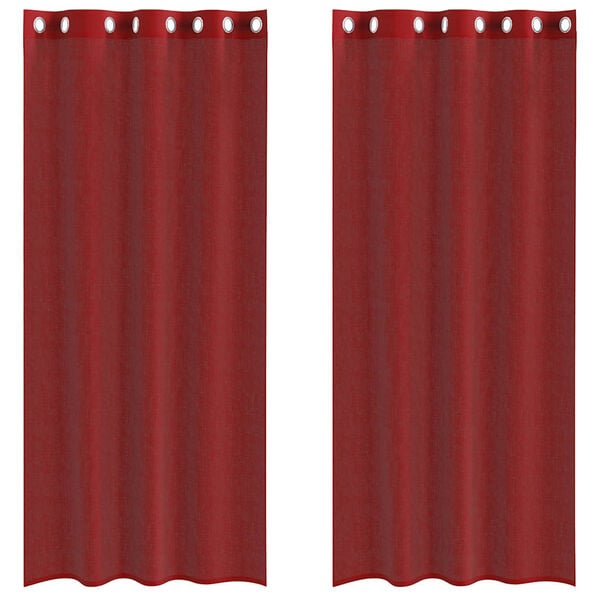 vidaXL Gordijnen voile met doorvoertules 2 st wijnrood