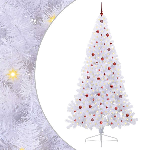 vidaXL Kunstkerstboom met 300 LED Wit 240 cm PVC en staal