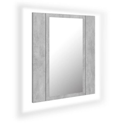 vidaXL Badkamerkast met spiegel en LED 40x12x45 cm acryl betongrijs