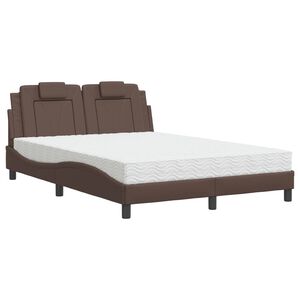 vidaXL Bed "Viana" met matras kunstleer bruin 140x190 cm