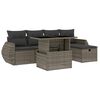 vidaXL 6-delige Loungeset met kussens poly rattan grijs