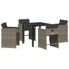 vidaXL Tuin eettafelset met kussen 5 pcs Grijs poly rattan