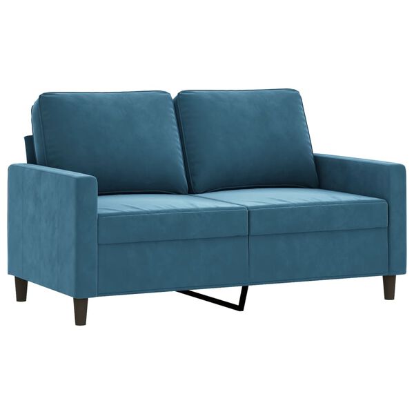 vidaXL 3-delige Loungeset met kussens fluweel blauw