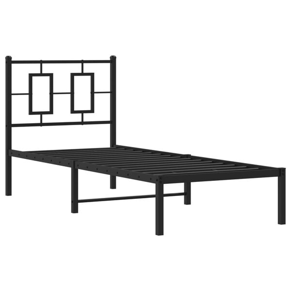 vidaXL Bedframe met hoofdbord metaal zwart 80x200 cm