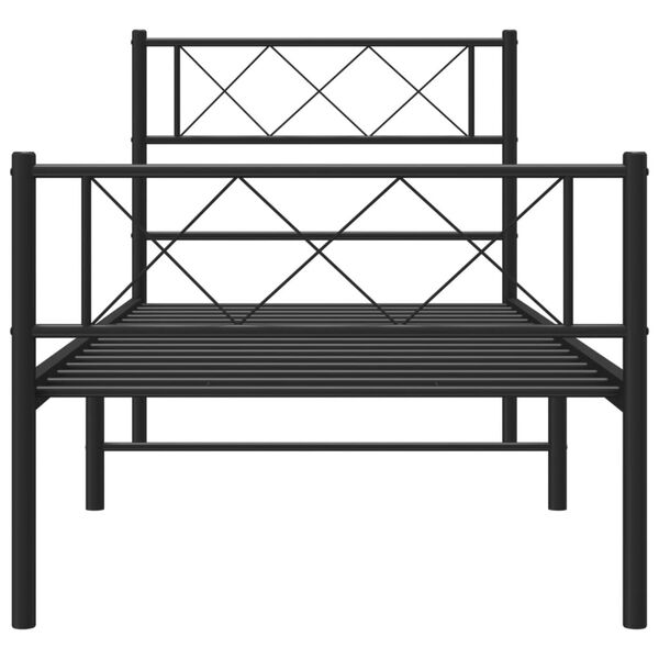 vidaXL Bedframe met hoofd- en voeteneinde metaal zwart 107x203 cm