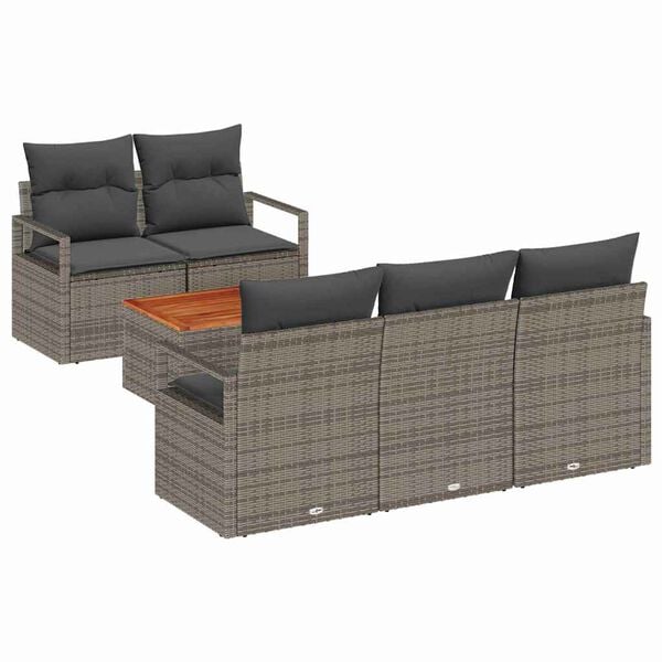 vidaXL Tuin Sofa Set 6 pcs Grijs