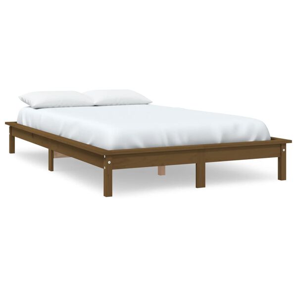 vidaXL Bedframe massief grenenhout honingbruin 120x190 cm