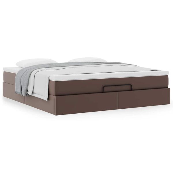 vidaXL Ottoman bed met matras 160x200cm kunstleer bruin