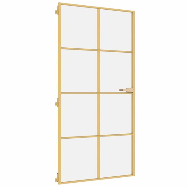 vidaXL Binnendeur smal 102,5x201,5 cm gehard glas en aluminium goud