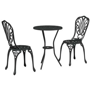 vidaXL Tuin Bistro Set 3 pcs Zwart Aluminium