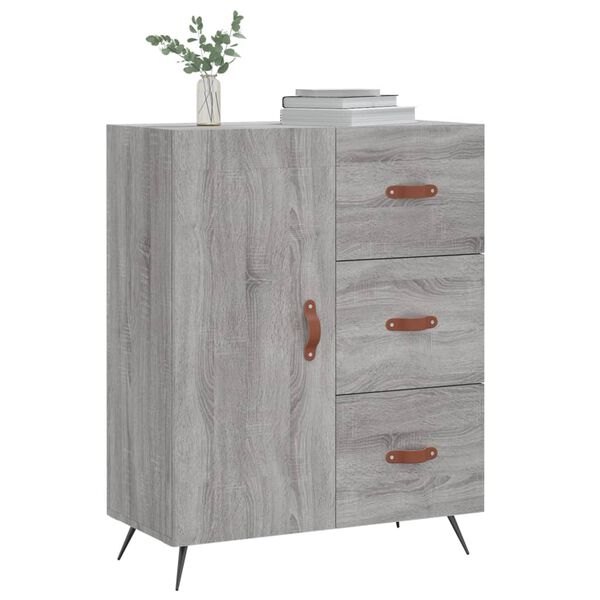 vidaXL Dressoir 69,5x34x90 cm bewerkt hout grijs sonoma eikenkleurig