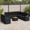 vidaXL 10-delige Loungeset met kussens poly rattan zwart