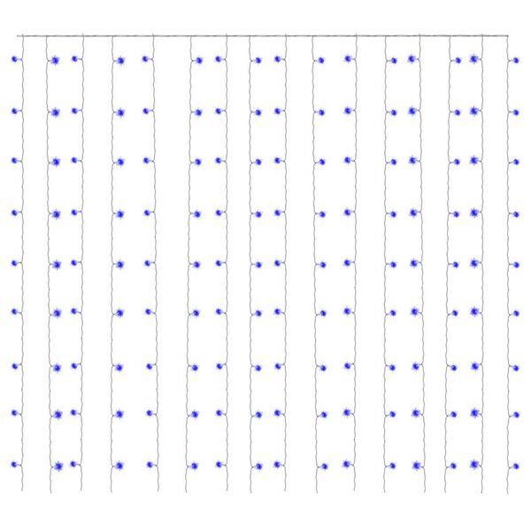 vidaXL Lichtsnoergordijn met 300 LED's en 8 functies 3x3 m blauw