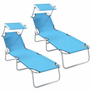 vidaXL Ligstoel 2 st Polyester Heldere Blauw