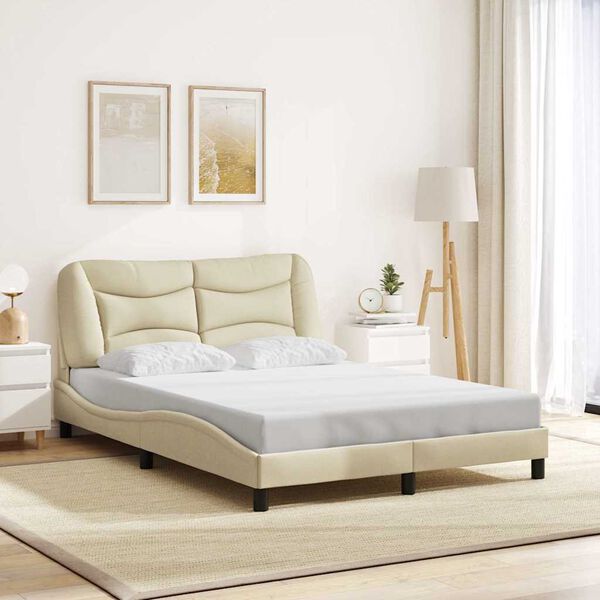 vidaXL Bedframe zonder matras "Hvar" 120x200 cm stof cr&egrave;mekleurig