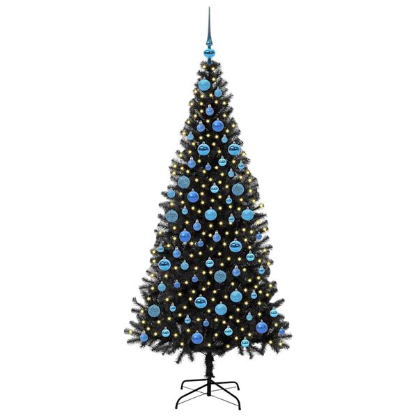 vidaXL Kerstboom met 300 LED met standaard Zwart 180 cm PVC