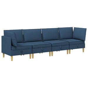 vidaXL Modulaire Sofa Set met Opslag 4 pcs Blauw Stof