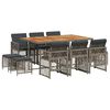 vidaXL 11-delige Tuinset met kussens poly rattan grijs