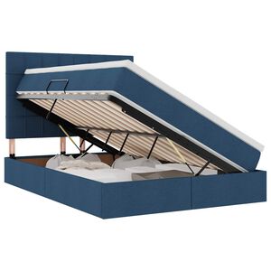 vidaXL Opbergbed met LED met matras Blauw 140 x 190 cm Polyester