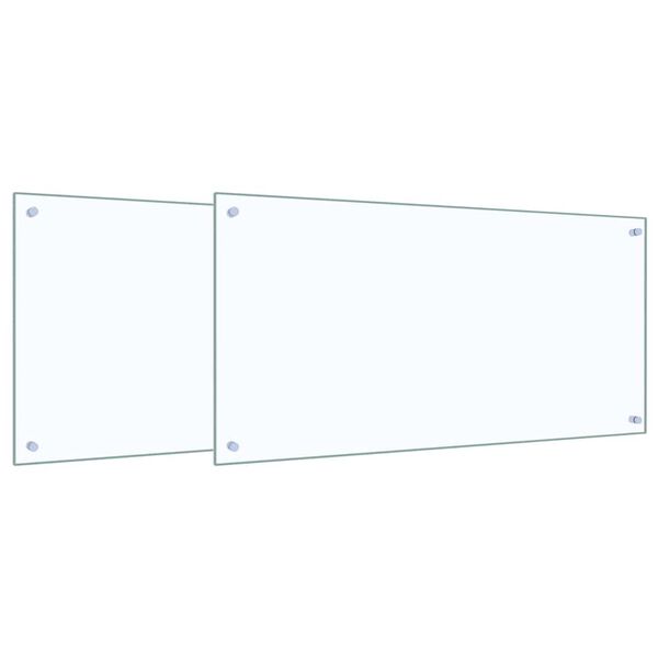 vidaXL Keuken Spatscherm 2 pcs Doorzichtig 100 x 50 cm gehard glas