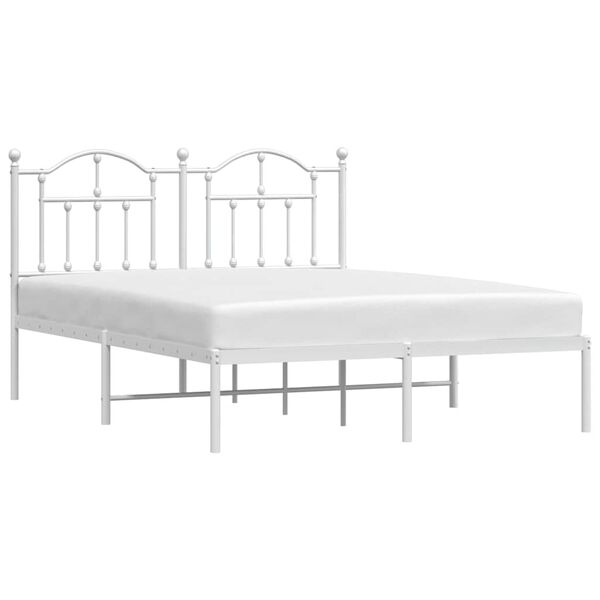 vidaXL Bedframe met hoofdbord metaal wit 140x190 cm