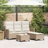 vidaXL 3-delige Tuinbankstel met kussens L-vormig beige poly rattan