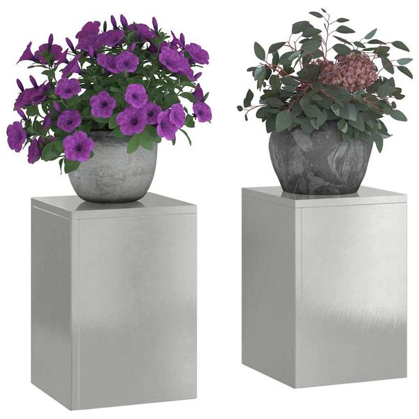 vidaXL Plantenstandaard 2 pcs Zilver 24 x 24 x 35 cm Roestvrij staal