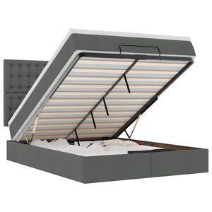vidaXL Ottoman bed met matras 140x190cm stof donkergrijs