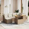 vidaXL 7-delige Loungeset met kussens poly rattan beige