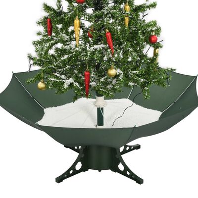 vidaXL Kerstboom sneeuwend met paraplubasis 140 cm groen