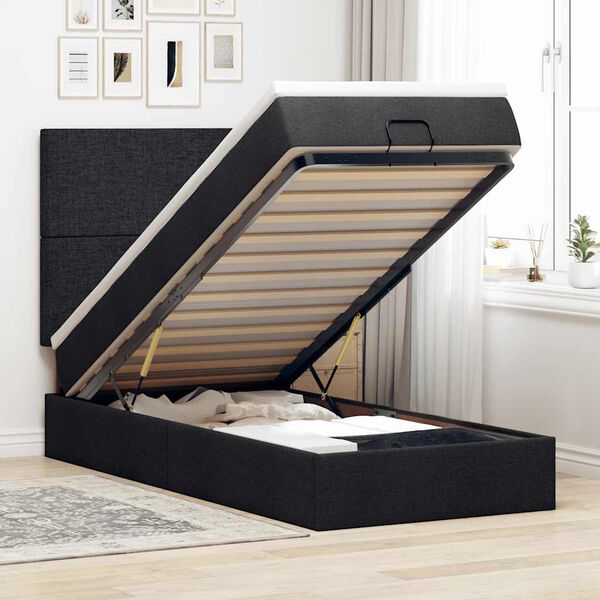 vidaXL Ottoman bed met matras 90x190cm stof zwart