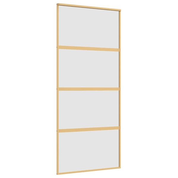 vidaXL Schuifdeur 90x205 cm mat ESG-glas en aluminium goudkleurig