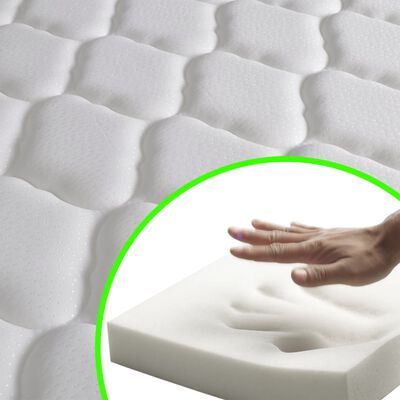vidaXL Bed met traagschuim matras kunstleer wit 90x200 cm
