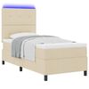 vidaXL Boxspring bed met matras met LED Cr&egrave;me 90 x 190 cm Stof