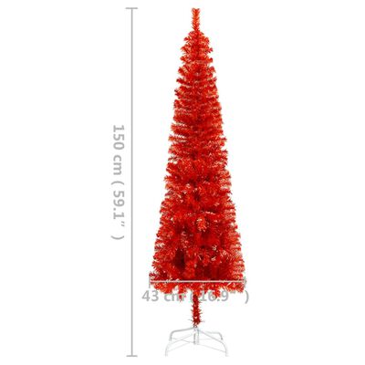 vidaXL Kerstboom met LED smal 150 cm rood